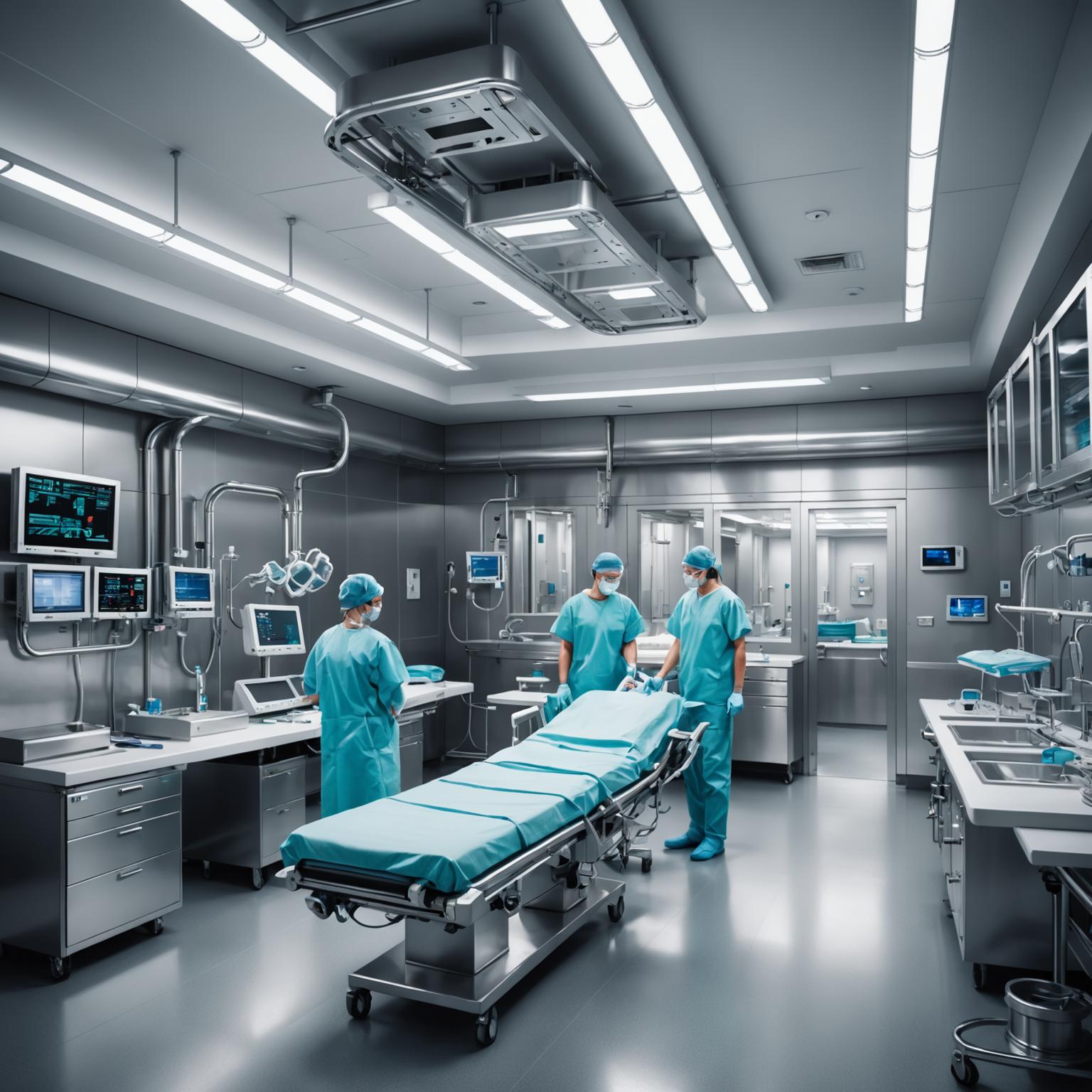 Antibacterial stainless steel pipe in the operating room of the hospital