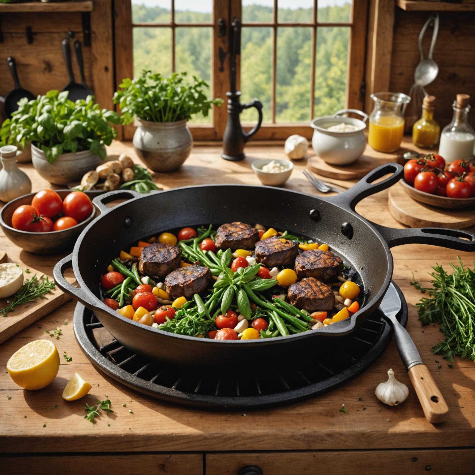 내구성있는 주철 팬 지지대로 요리를 키우십시오