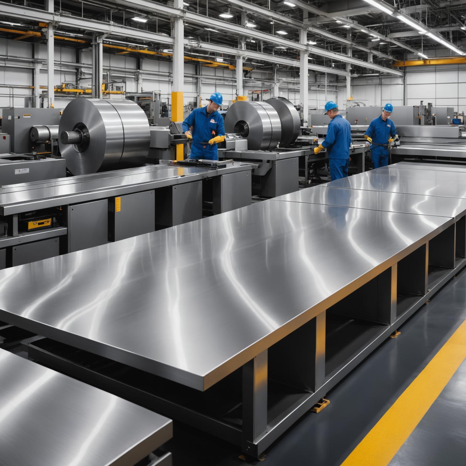 Brushed stainless steel table: versatility and accuracy