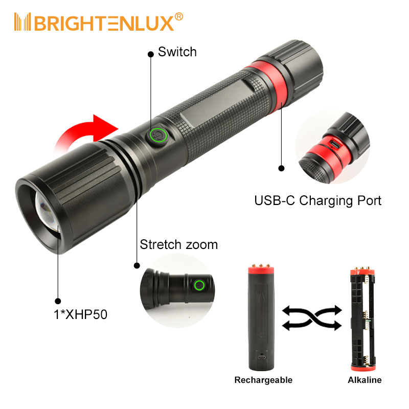 type-c充電式LED懐中電灯