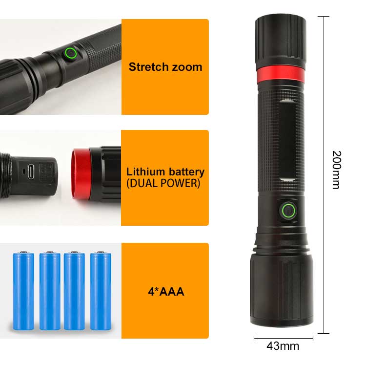 dual power led flashlight