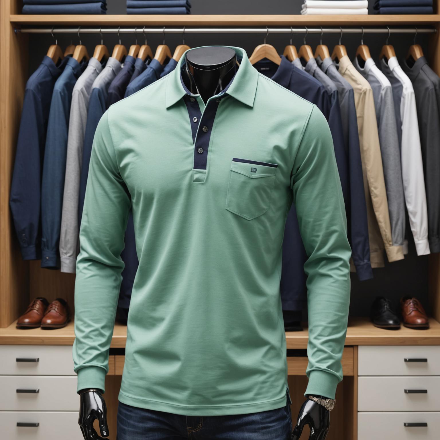 long sleeve polo shirt, long sleeve polo shirt with pocket, classic long sleeve polo shirt, cotton long sleeve polo