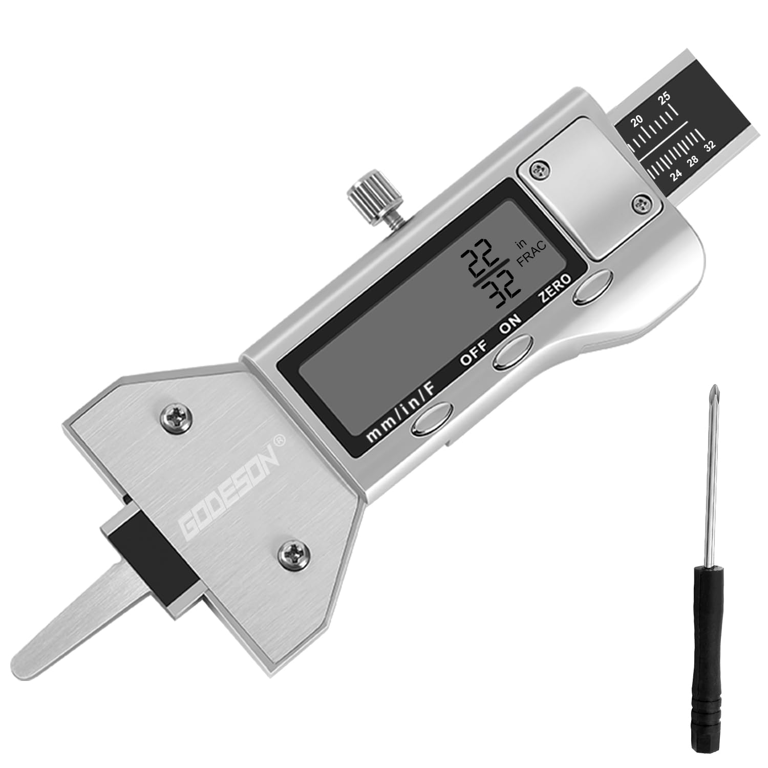 Gasso di profondità del battistrada per pneumatici per pneumatici digitali di Godeson, calibro di profondità del battistrada per pneumatici LCD con 3 modalità-pollici frazionalmente, pollici decimale e millimetro, misurazione professionale di preci