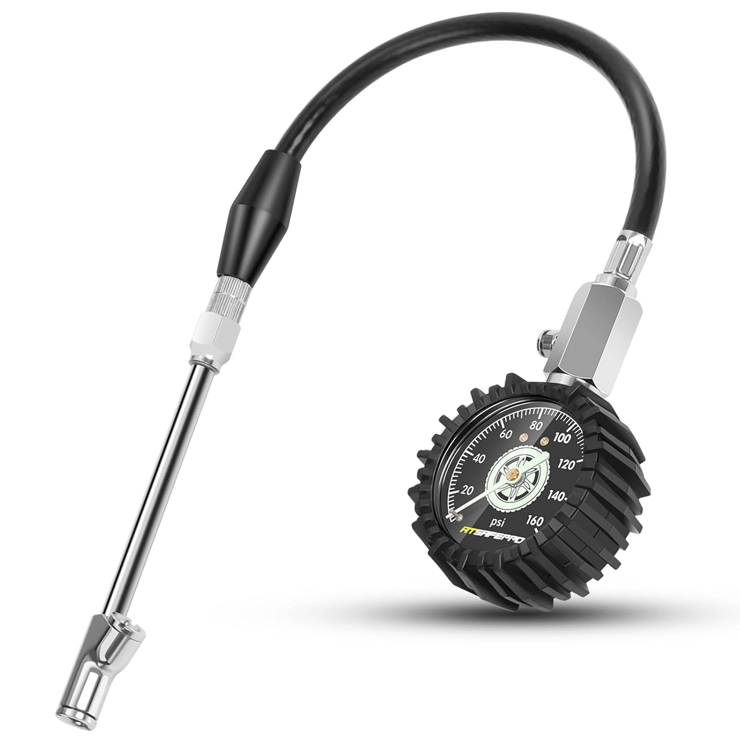 Gauge de pression des pneus 160psi, manage de pression à double tête pour camion, semi-camion, VTT, VR et camping-cars avec pneus à double, jauge de pression des pneus lourds