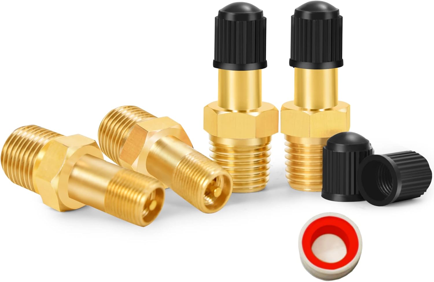 GODESON 1/8 ”NPT Tank Valve, vanne Schrader en laiton anti-corrosion avec NPT mâle de 1/8”, en utilisant avec des réservoirs de compresseur dair (paquet de 4)
