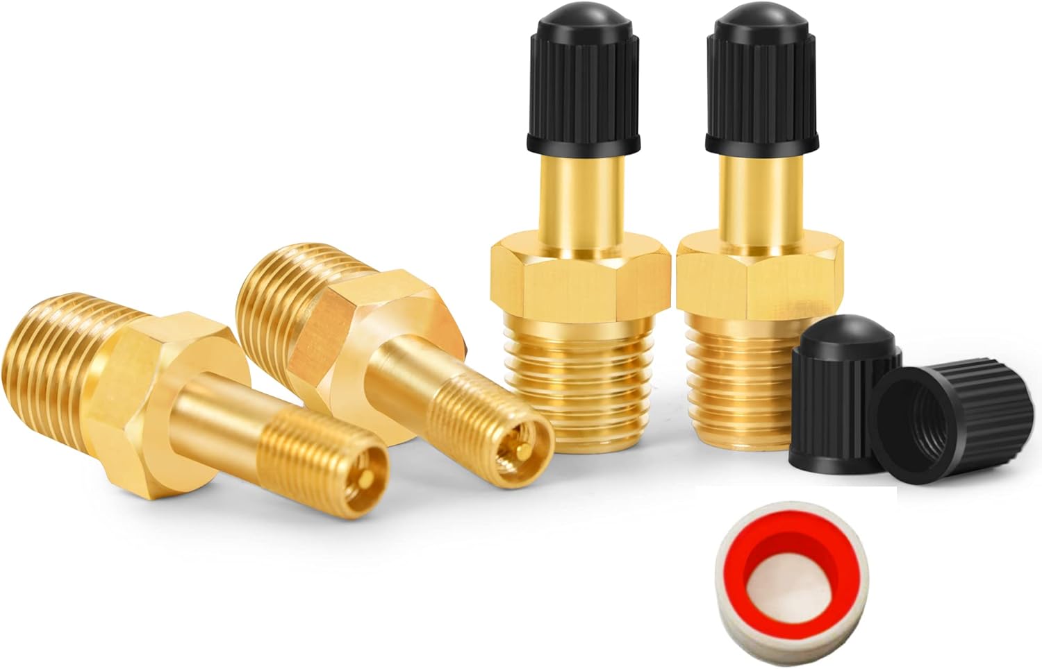 GODESON 1/4 ”NPT Tank Valve, Valve Schrader en laiton anti-corrosion avec 1/4  NPT masculin, en utilisant avec des réservoirs de compresseur dair (paquet de 4)