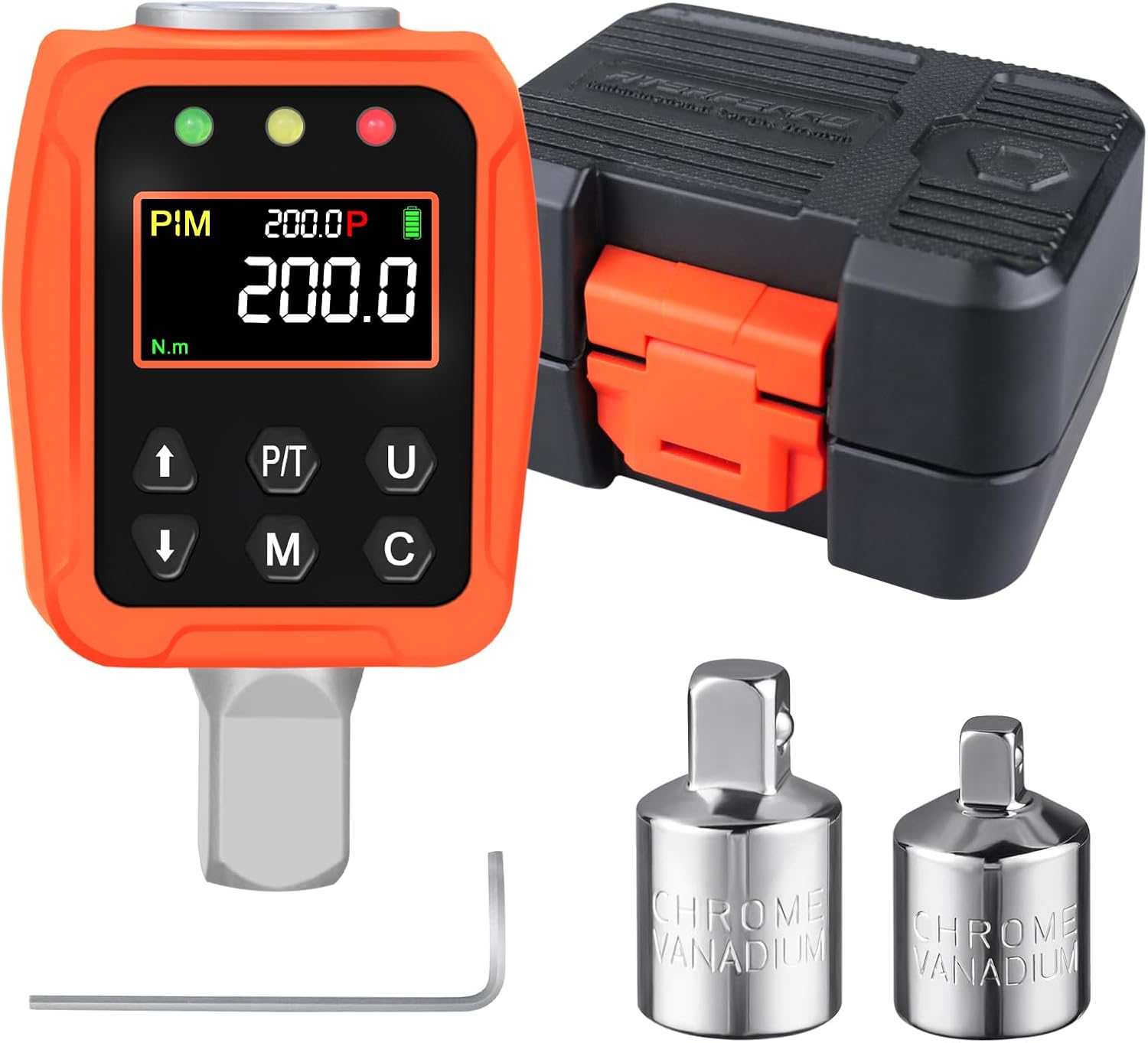 1/2” Digital Torque Adapter, 7.4-147.5 Ft-lb/10-200 Nm,1/2” Drive Digital Torque Wrench Converter,3/8”& 1/4“” Adapter