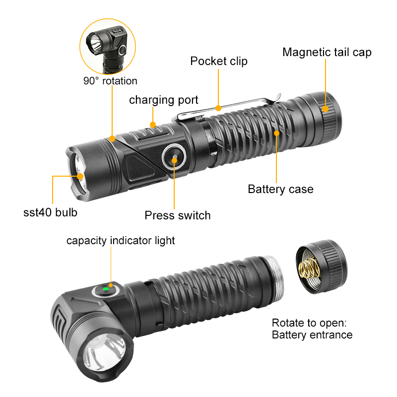 different lighting modes flashlight