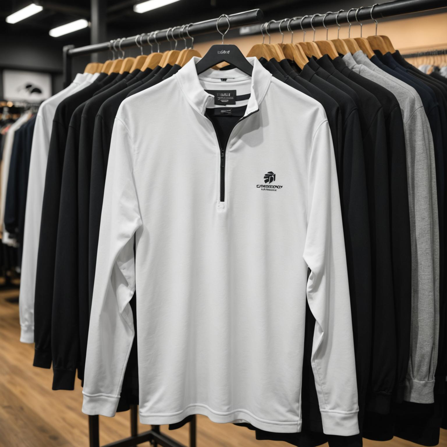 performance zipper polo shirt, long sleeve zipper polo, zipper polo shirt for golf