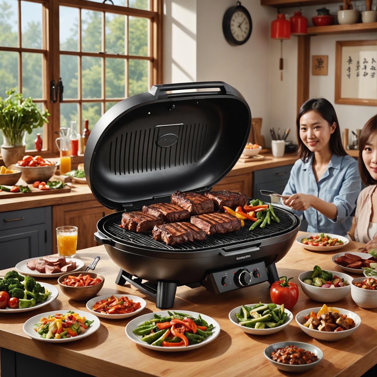 무연 전기 BBQ 그릴로 굽는 마스터