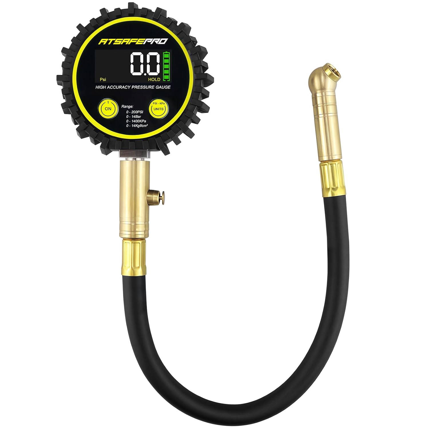 200 PSI Digital Tire Pressure Gauge - 2.5" Color LCD Display,Professional Air Pressure Gauge - 4 Units Switch, 360° Swivel Head, Hold & Deflate Feature, Heavy-Duty Psi Gauges for Car, Motorcycle, Bike