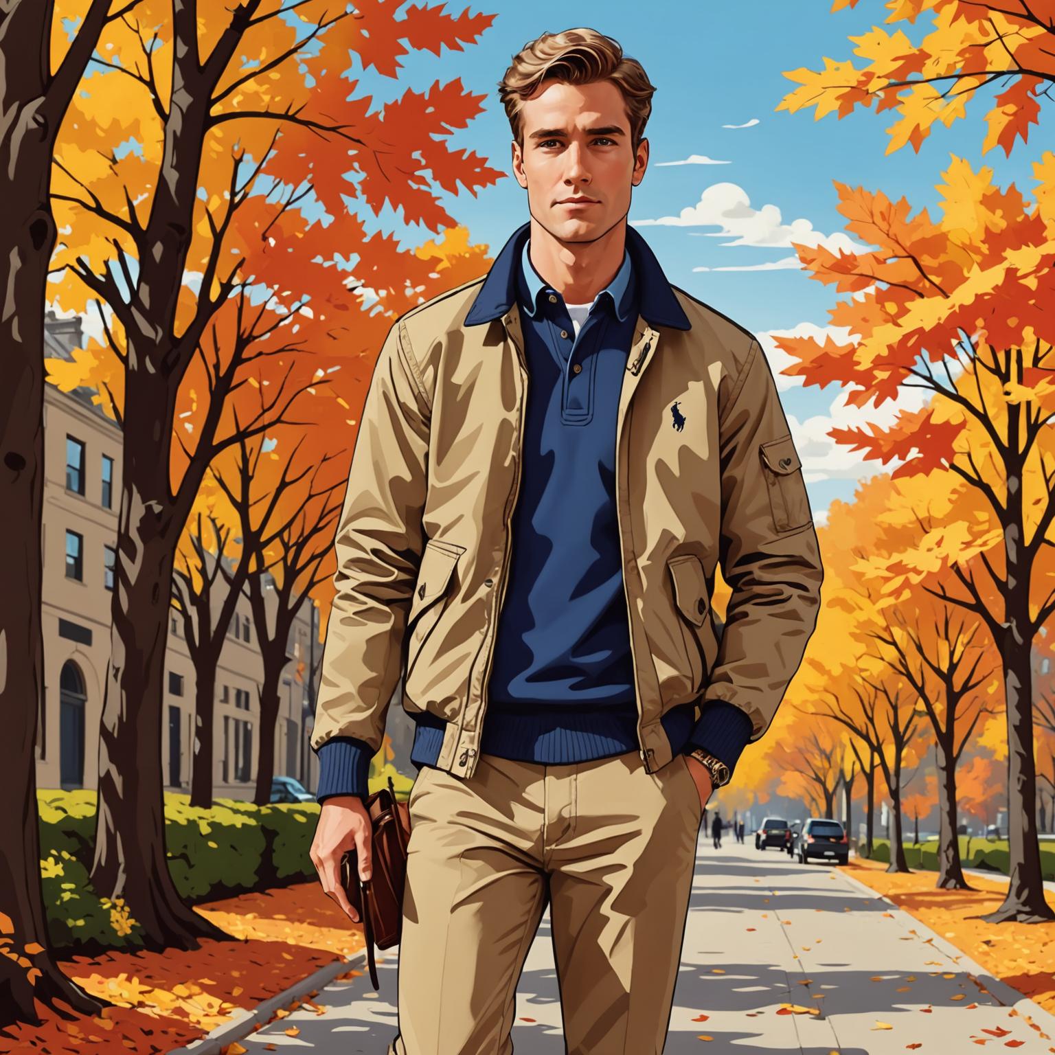 랄프 로렌 바시티 재킷, 랄프 로렌 의류, 가을 패션 재킷