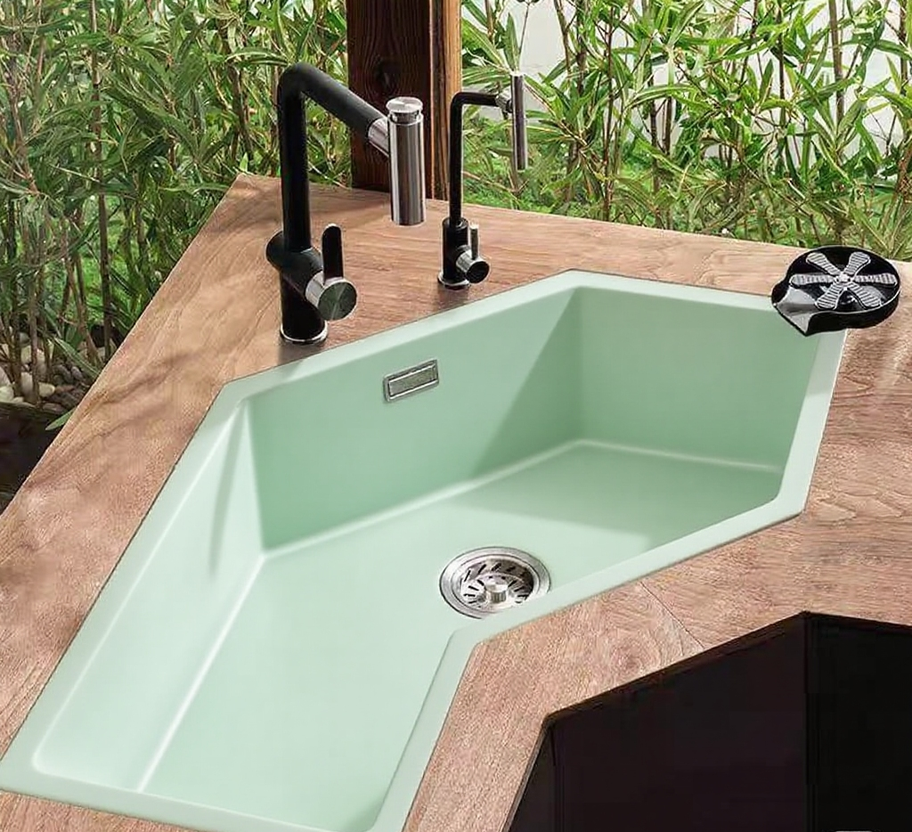 Customized Corner Kitchen Sink  Luxury 304 Stainless steel 