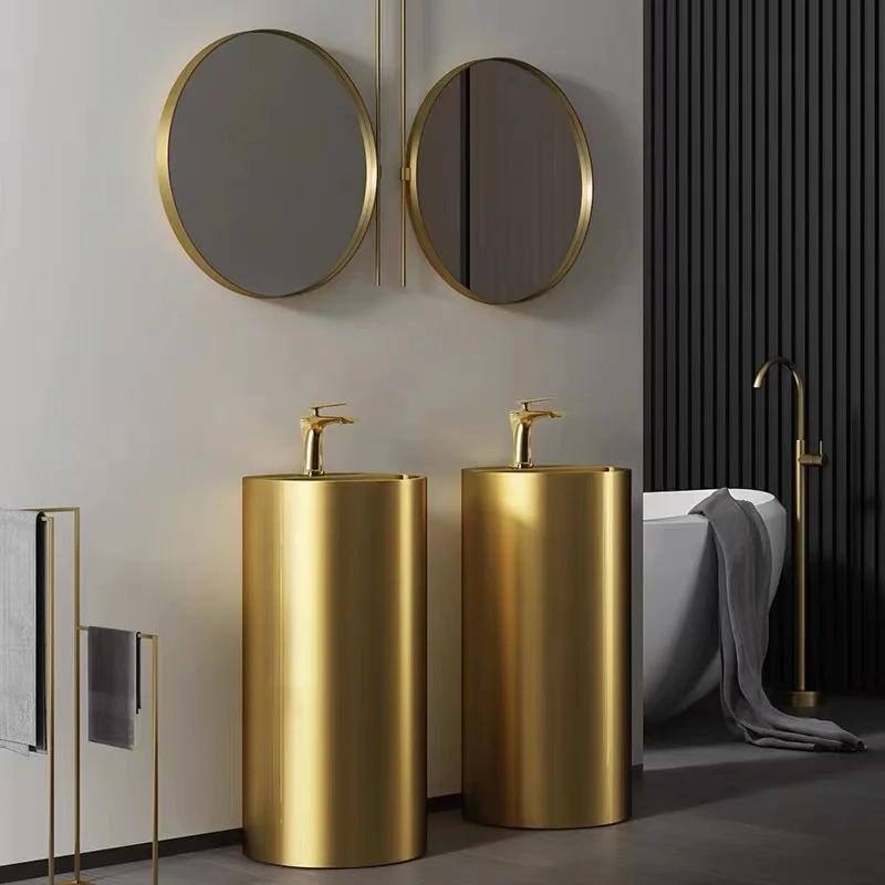 Luxury Round Stainless Steel Pedestal Basin Design