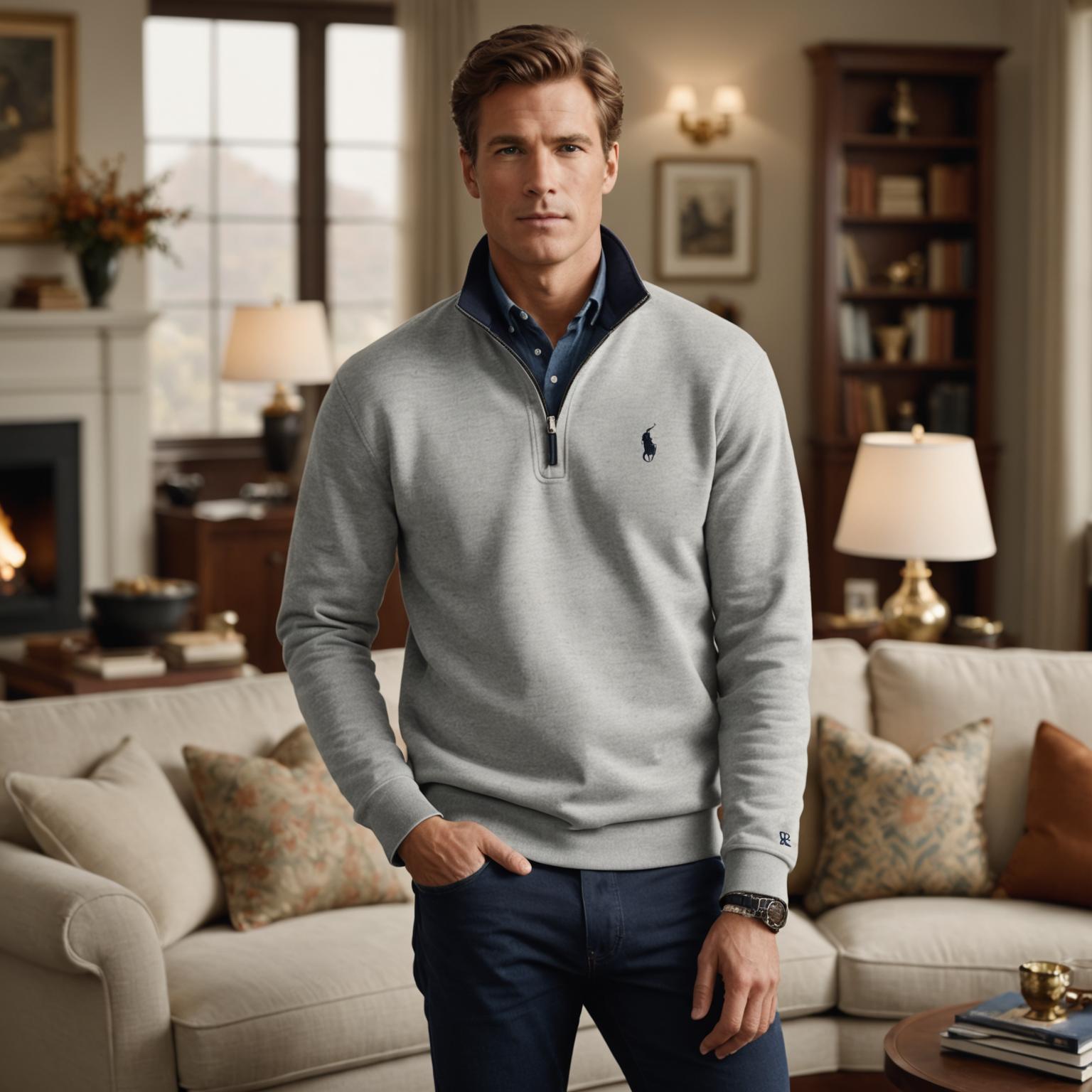 quarter zip sweatshirt, Ralph Lauren winter collection, Ralph Lauren sweatshirt