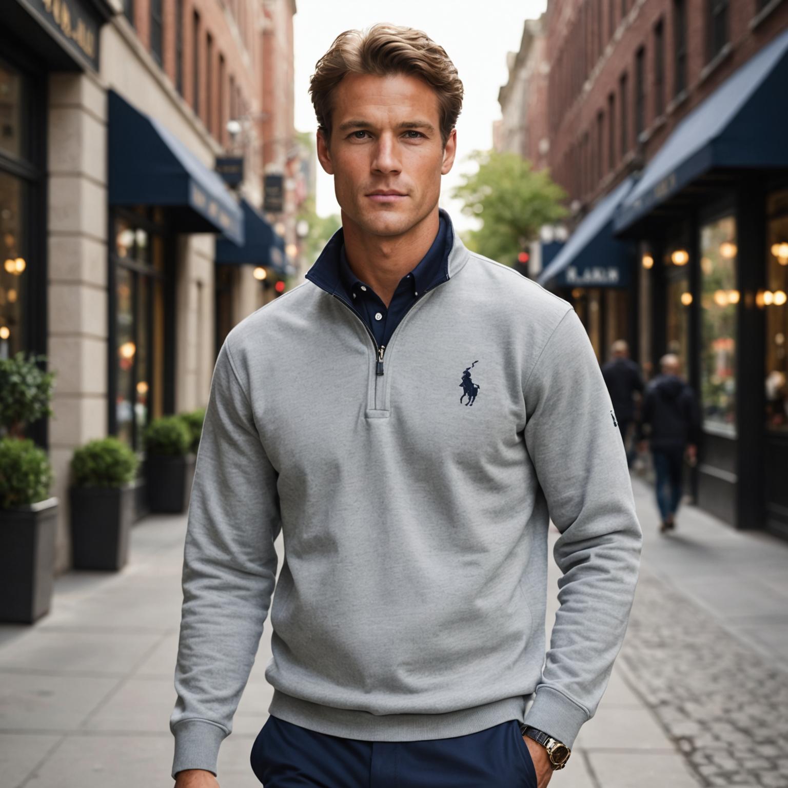 quarter zip sweatshirt, Ralph Lauren winter collection, Ralph Lauren sweatshirt
