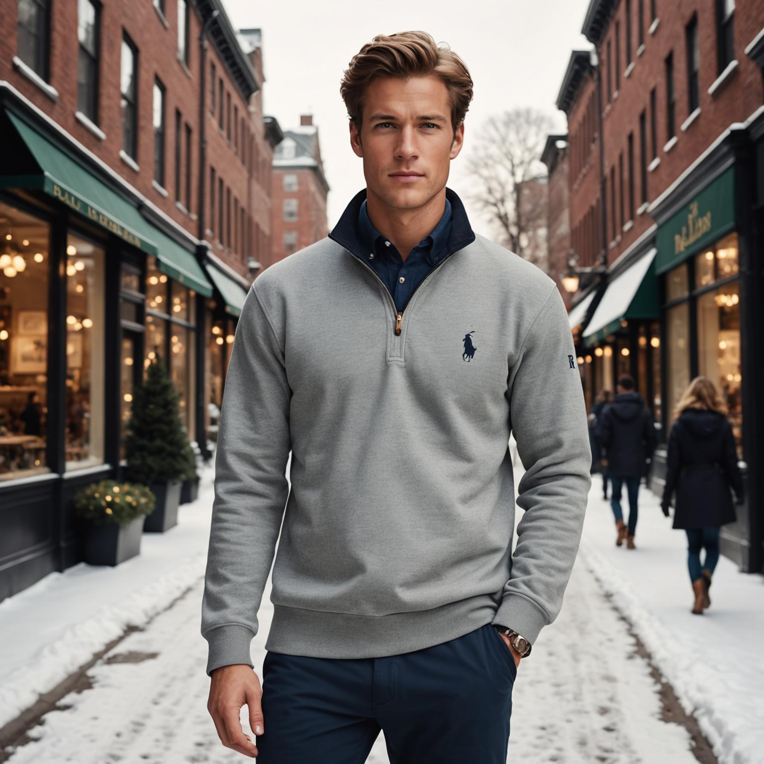 quarter zip sweatshirt, Ralph Lauren winter collection, Ralph Lauren sweatshirt