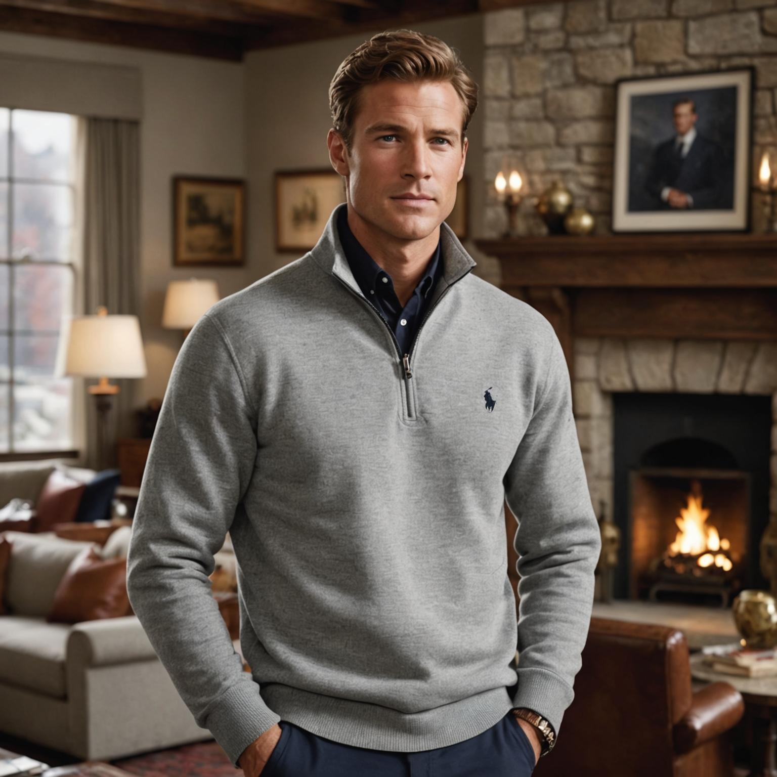 quarter zip sweatshirt, Ralph Lauren winter collection, Ralph Lauren sweatshirt