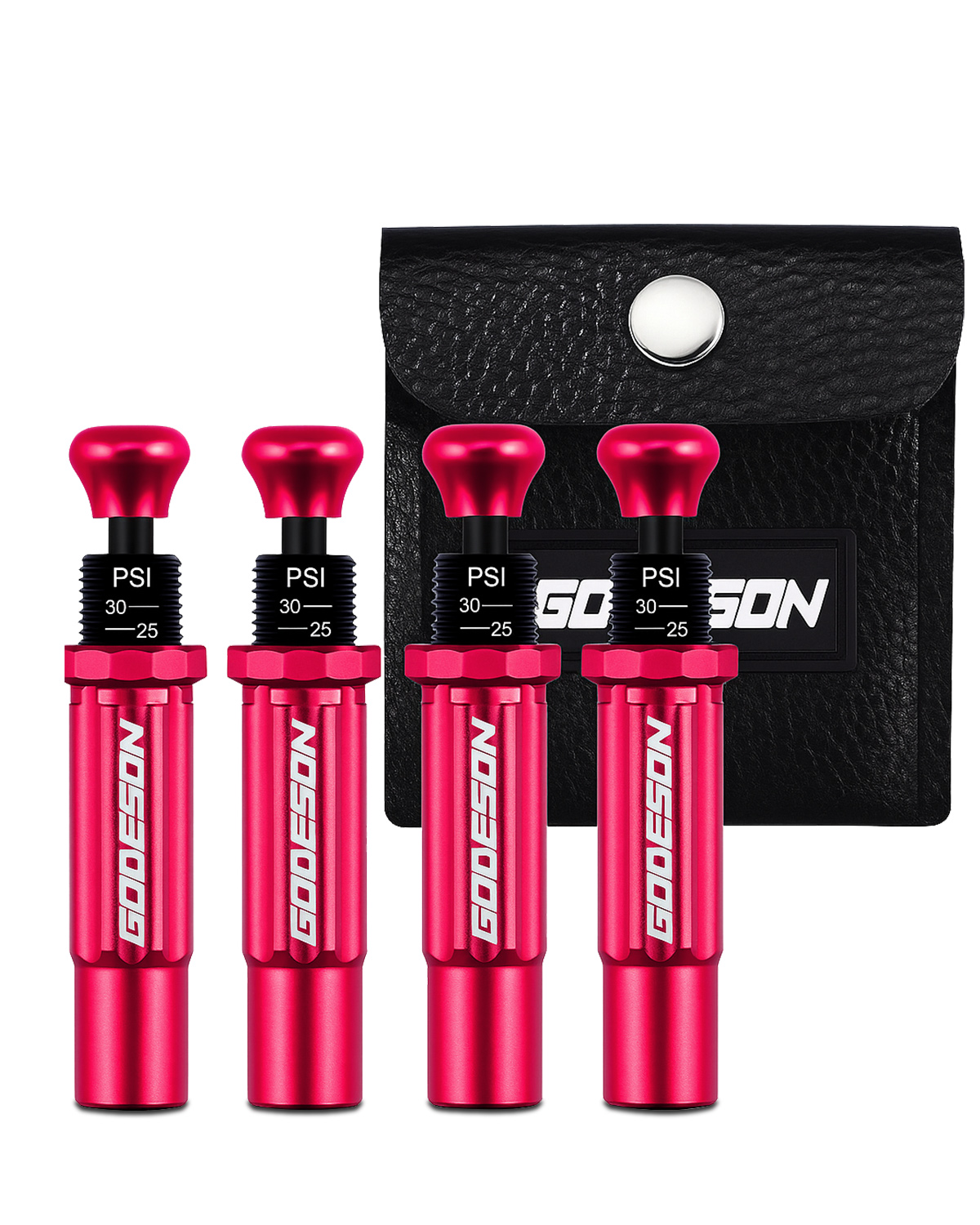 GODESON Adjustable Tire Deflator 10-30 PSI (4-Pack) - Auto-Stop Air Down Valves for Offroad 4x4 & Beach Use - Screw-On Design, Tire Deflators Offroad Accessories - Red