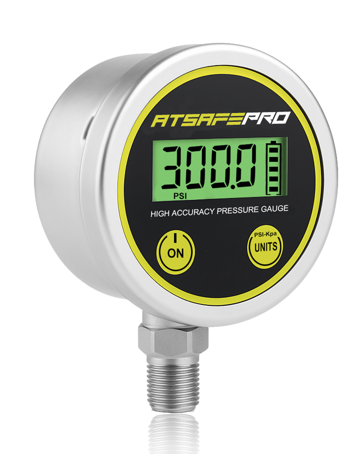 300 PSI Digital Pressure Gauge - Stainless Steel Industrial Grade, 2.9-Inch LCD Display, Water Pressure Gauge with 1/4-Inch NPT Bottom Thread,Measuring Hydraulic, Oil, Water, and Air Pressure