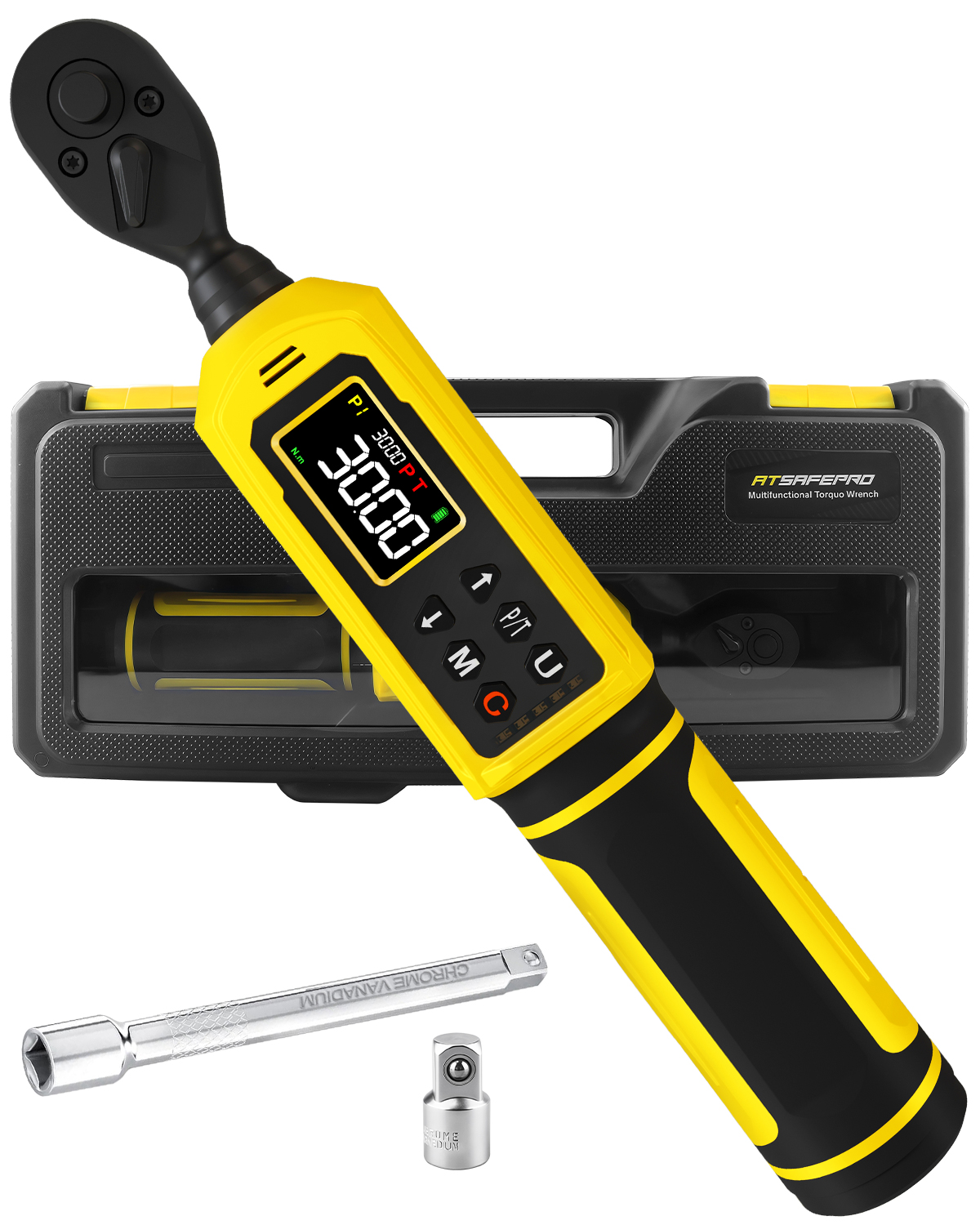 1/4" Digital Torque Wrench (4-265.6 in.lbs) w/Color Screen, 5 Units, ±2% Accuracy, Buzzer/Vibration/LED, Inch Pound Torque Wrench Set Includes Extension & 1/4 to 3/8 Adapter for Bike, Motor, DIY