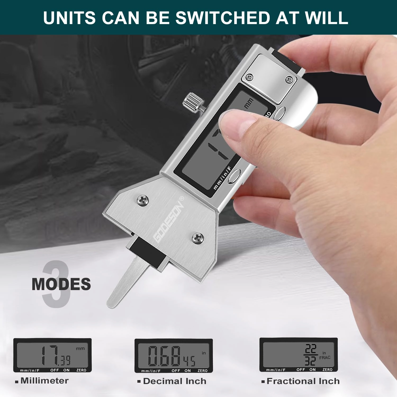 Digitaler Reifenprofiltiefenmesser aus Metall