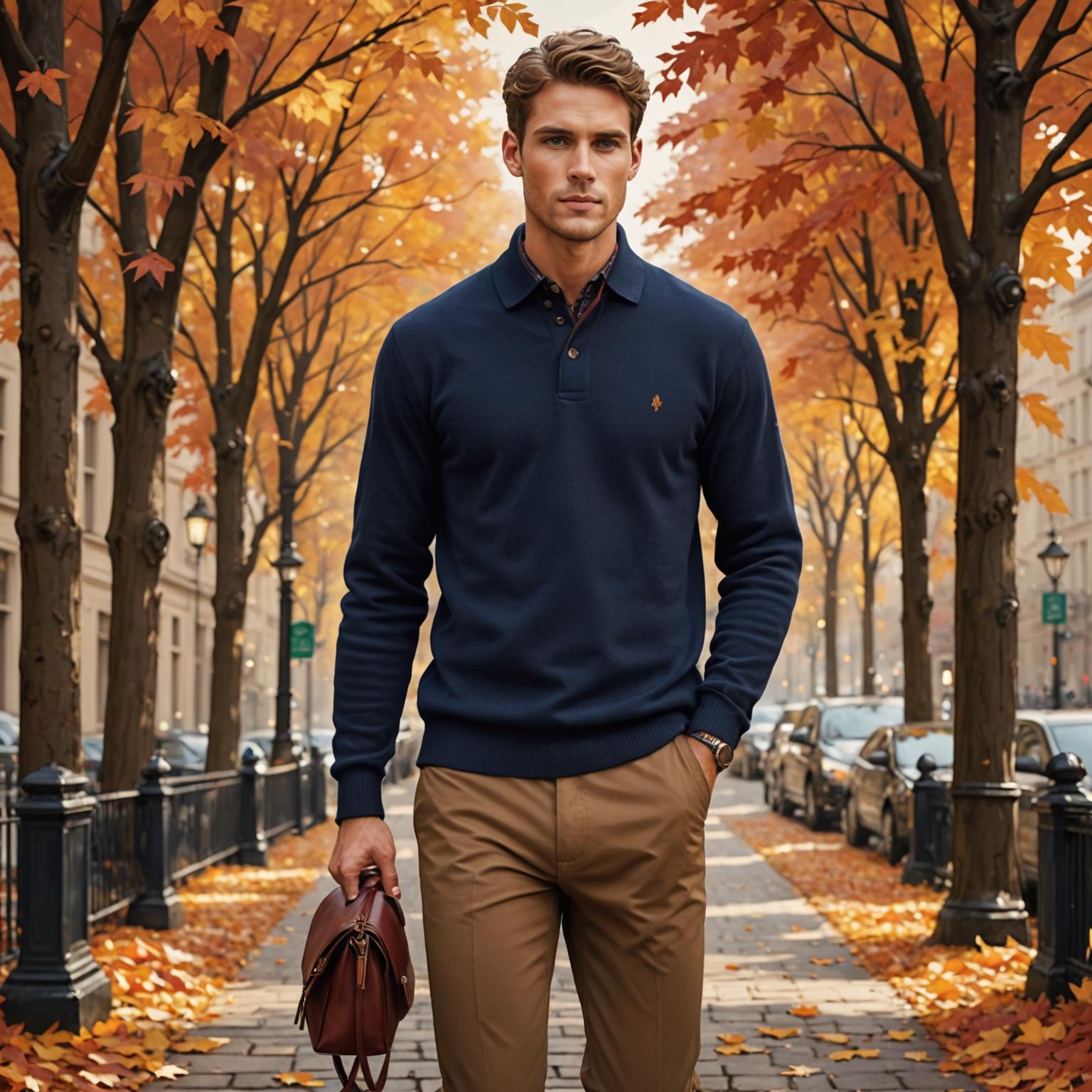 Suéter polo elegante, suéter polo de manga larga, suéter polo de temporada