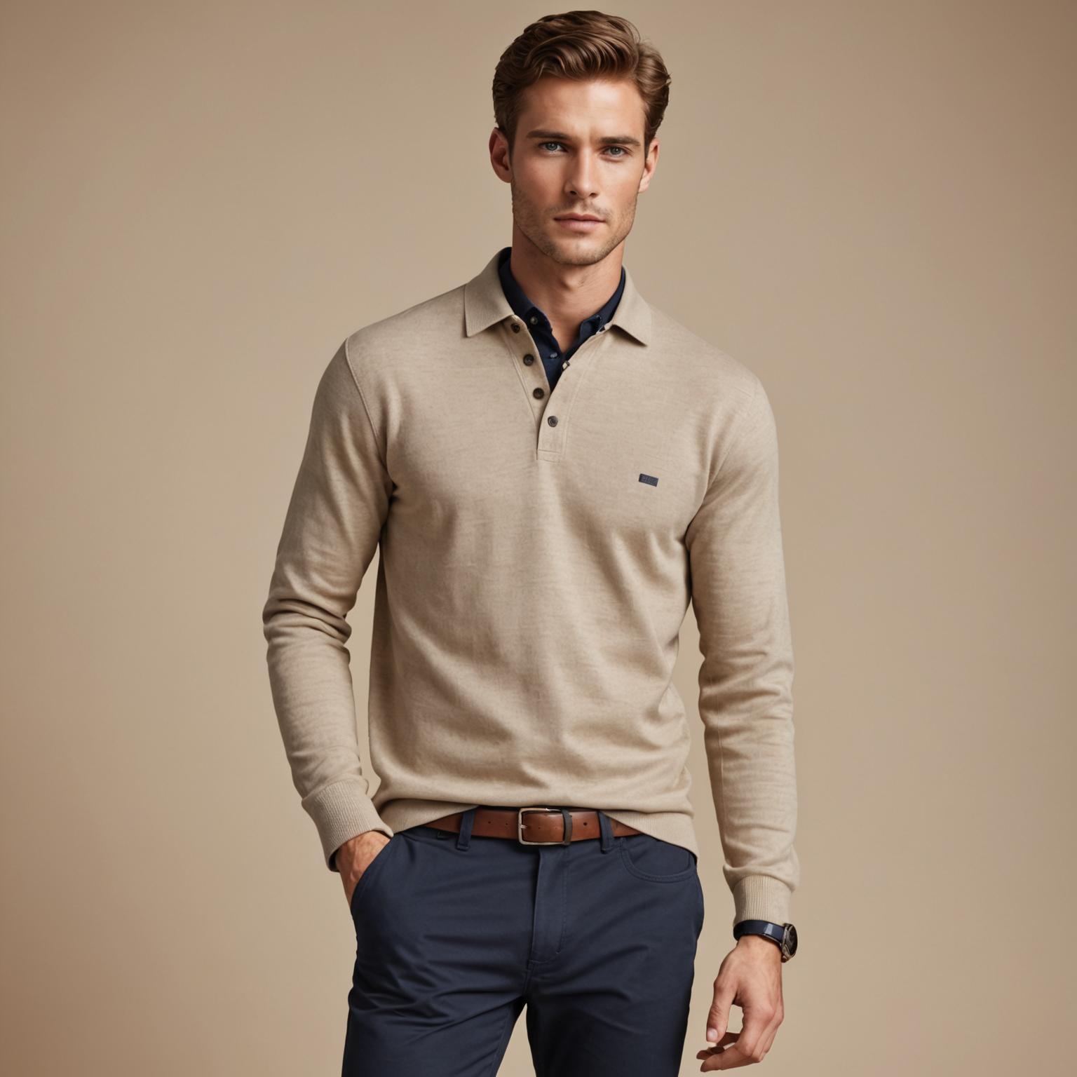 stylish sweater polo, long sleeve polo sweater, seasonal sweater polo