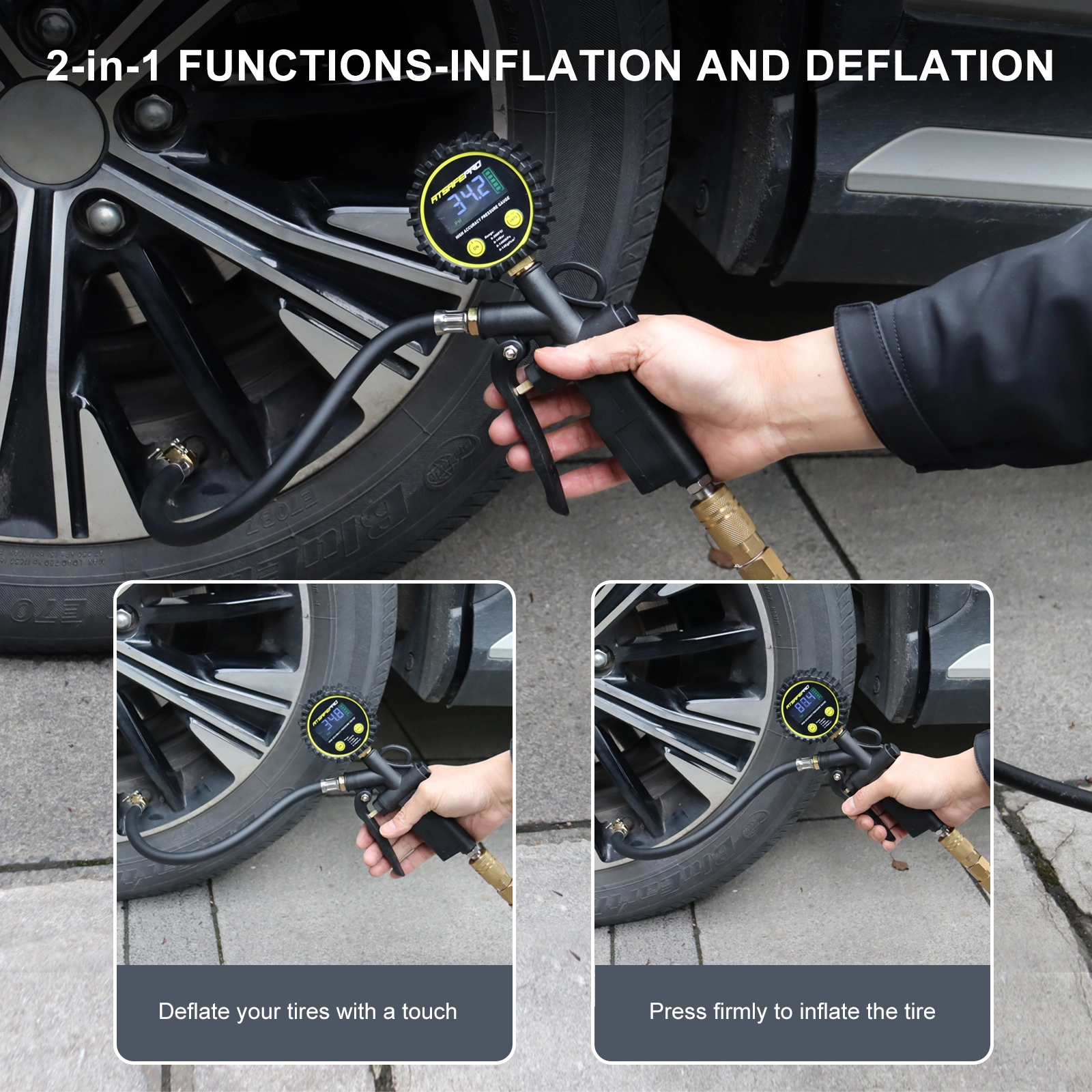 带压力表的数字轮胎充气机
