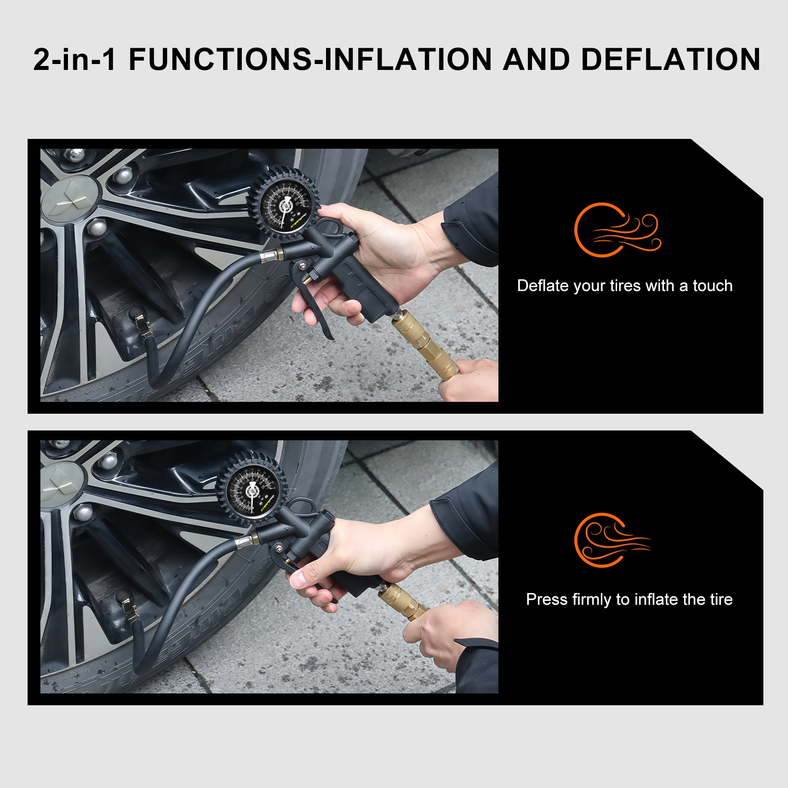 Mechanischer Reifenfüller mit Manometer