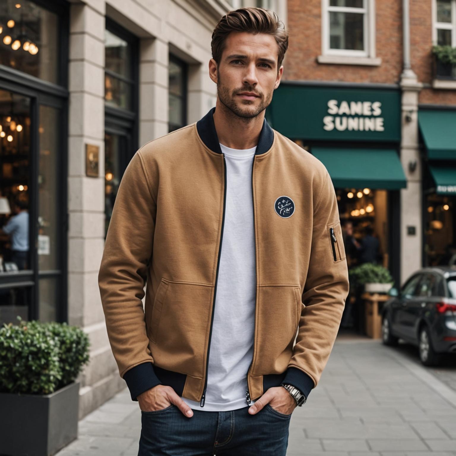 men's French Terry jacket, men's casual outerwear, French Terry zip jacket