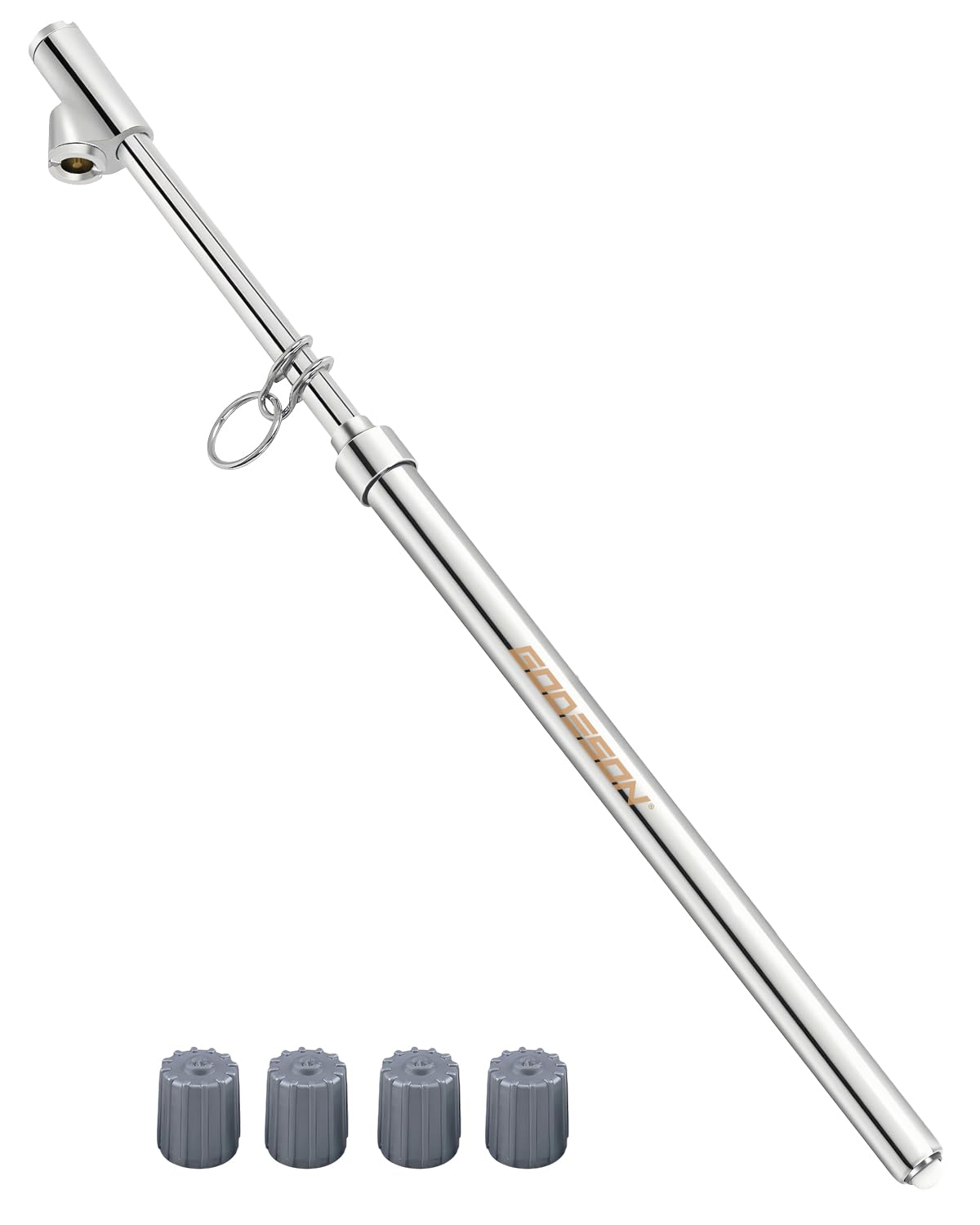 GODESON 13.5インチデュアルヘッドタイヤ圧力計、20-220PSI/2-15Bar高精度セミトラックタイヤゲージ、RVおよびトラック用高耐久ペンシル圧力計チェッカー、ステンレススチールソリッドボディ、ポータブル