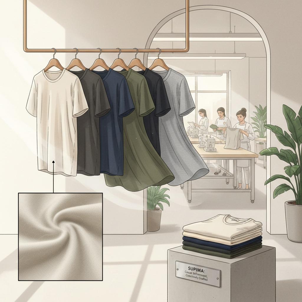 Fabricante de camisetas de algodón Supima, proveedor de camisetas de algodón Supima, producción de camisetas de algodón Supima