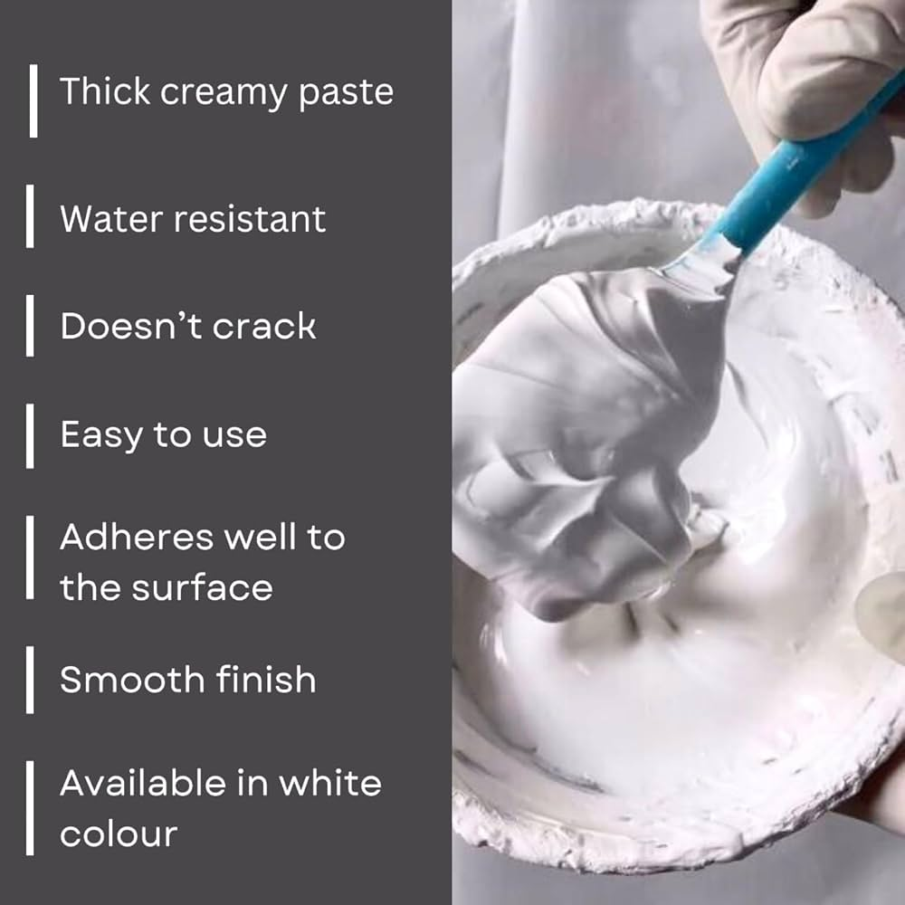Acrylic Skim Coat Wall Putty, thick creamy white wall filler, water resistant crack-proof wall finishing compound for smooth interior exterior surfaces, easy to apply with strong adhesion