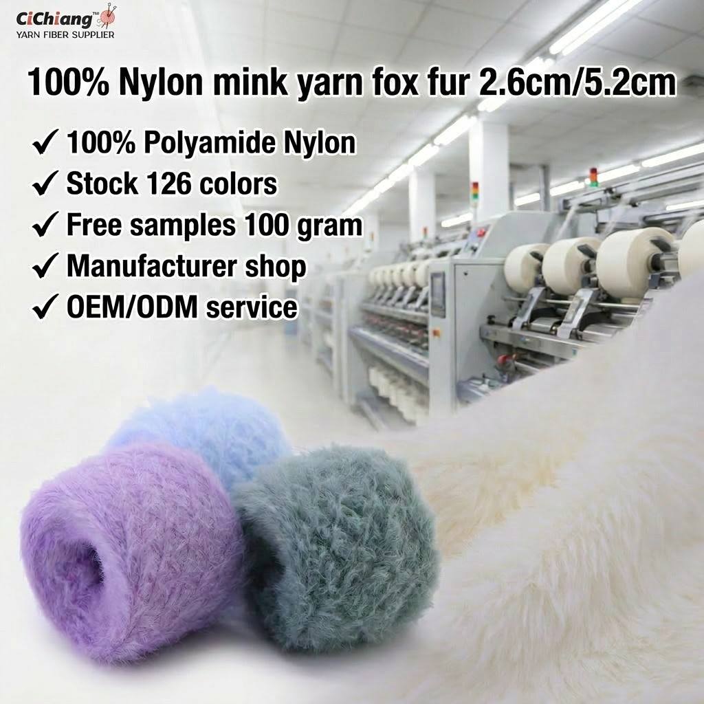 100% Nylon Yarn: Soft Faux-Fur Yarn for Knitting and Trims