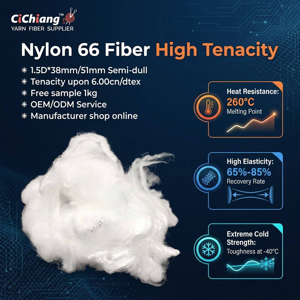 Polyamide Nylon 66 staple Fiber HT high tenacity 1.5D*38mm/51mm cotton spinning type upon 6.00cn/dtex