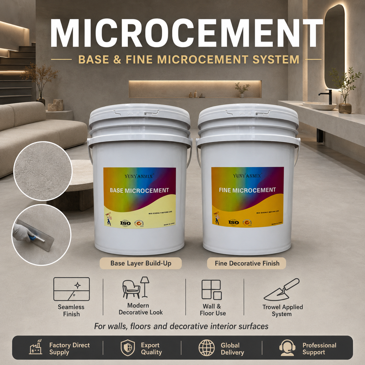 Microcement Floor by YUNYAN: Seamless Concrete Finish Solutions
