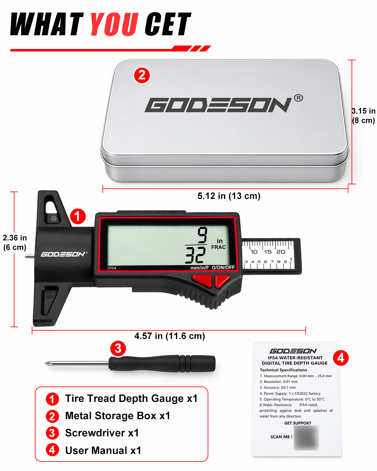 GODESON tire  tread depth gauge