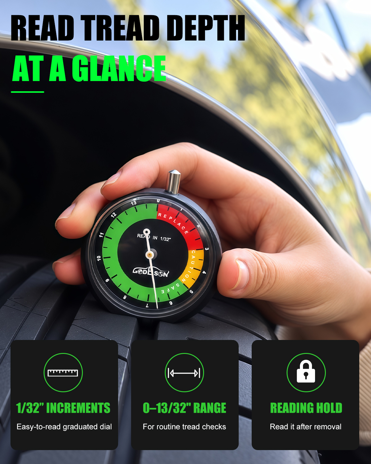 GODESON  tire tread depth gauge