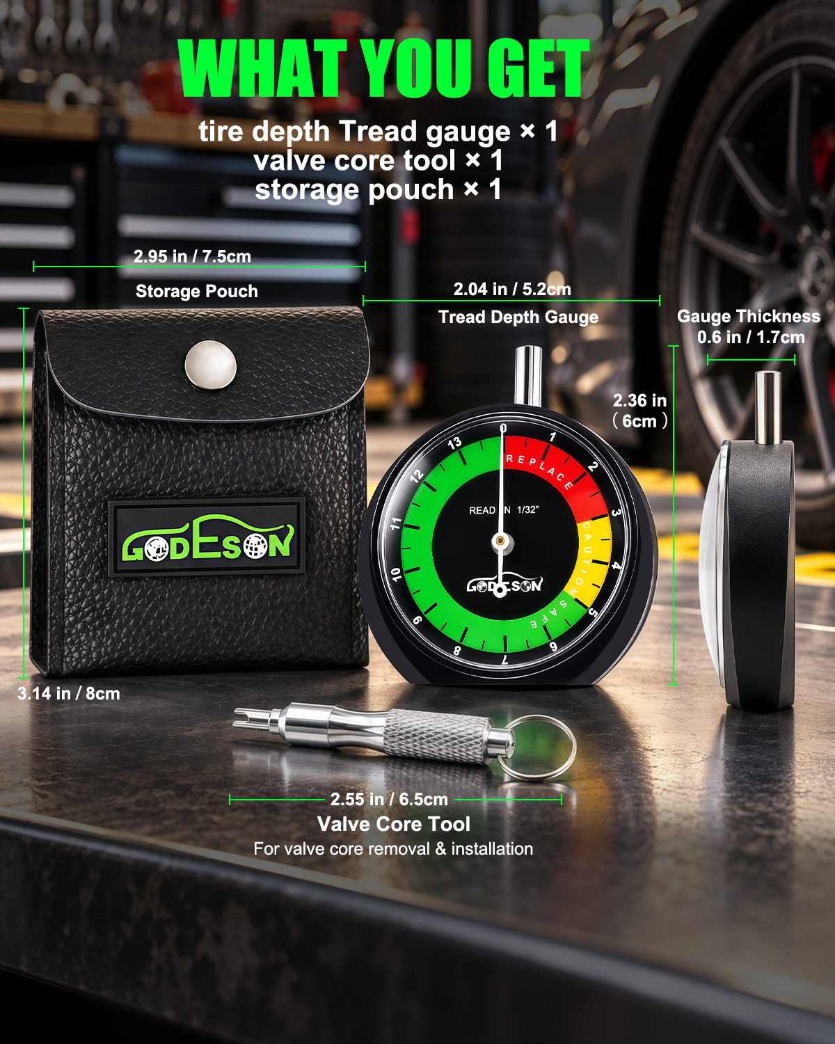 GODESOn tire tread depth gauge